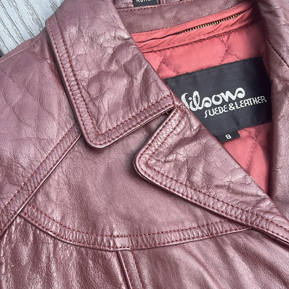 ❄️ VINTAGE Deep Red Leather Jacket - Picture 4 of 9